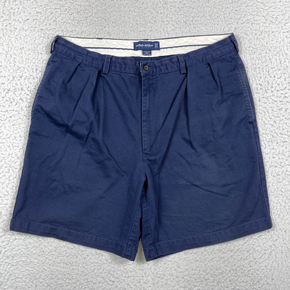 Polo Golf Shorts Mens 40 (Fit 38) Navy Classic Pleated Cotton Old Money Preppy